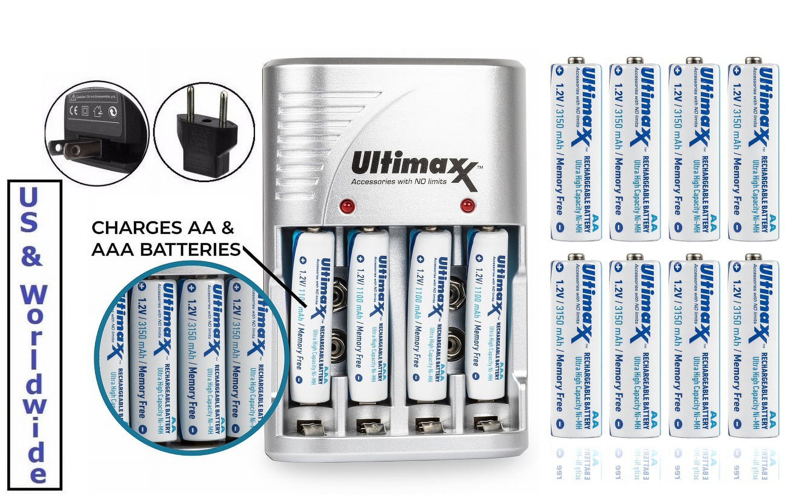 Travel Charger With Hi Performance AA Battery For Nikon Coolpix