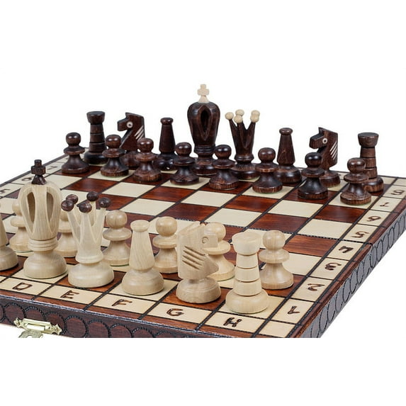 Travel Chess Set, Travel Size Wood Chess Pieces, Chess Board & Storage