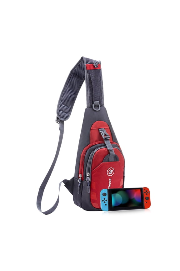 Travel Sling Bag for Switch, Protective Storage Shoulder Bag with Adjustable Strap for Men and Women, Red