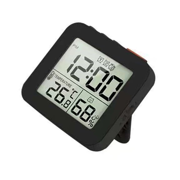 Travel Clock 3 Alarms Snoozes Function LCD Screen Temperature Humidity Sensors Compacts Folding Design Operated
