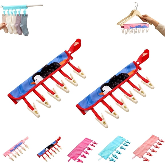 Travel Clothes Drying Rack with Clips, 2 Pack Portable Foldable Hangers, 360 Rotating Fabric Underwear Socks Organizer for Hotel, RV, Camping(xxw)