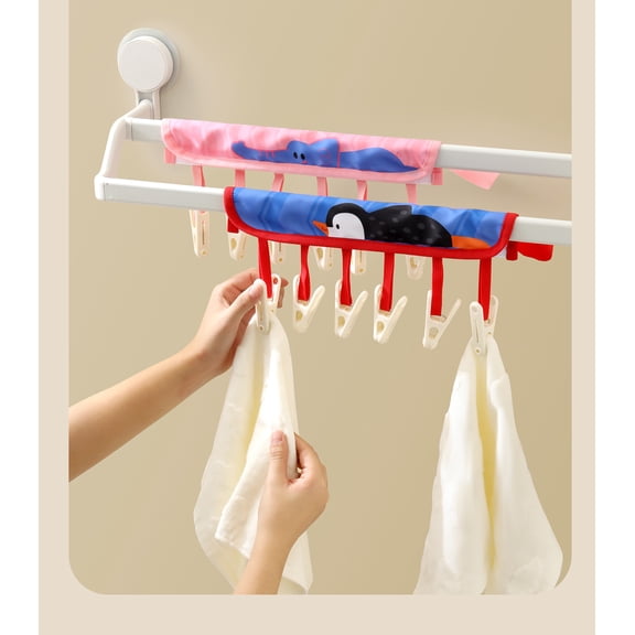 Travel Clothes Drying Rack with Clips, 2 Pack Portable Foldable Hangers, 360 Rotating Fabric Underwear Socks Organizer for Hotel, RV, Camping(xxw)