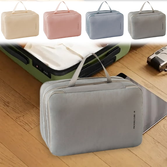 Travel Clothes Organizer Bag with Compression Divider, Portable Packing Cube Storage for Suitcase and Carry-On Luggage (40x25x12cm)