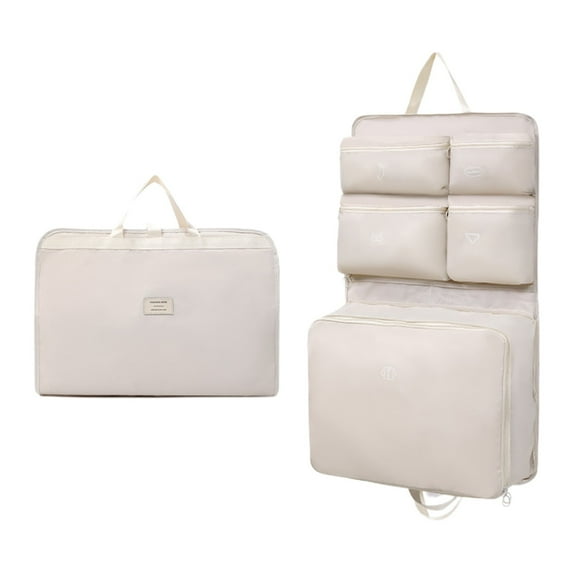 Travel Clothes Organizer Portable Hanging Compression Packing Cubes Camp Organizer with 7 Solid Color Pockets Travel Cases Suitcase Storage Large Capacity Carry On Closet