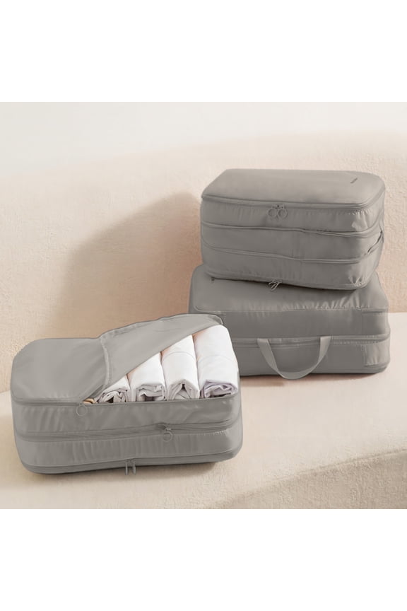 Travel Clothes Organizer Split Packing Cube Bag with Compression Divider, Portable Polyester Storage for Suitcase Luggage, Business Trips & Weekend Getaways