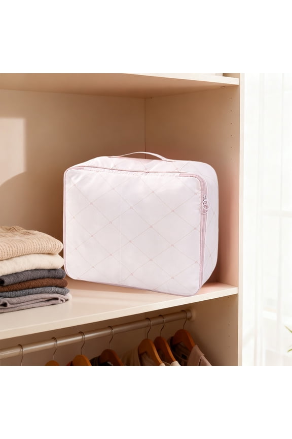 Travel Clothing Organizer Bag for Luggage | Portable Zipper Storage Case, Layered Compartments, Durable Polyester, Pink or Blue, 34x27x12cm | Business & Vacation Packing Solution