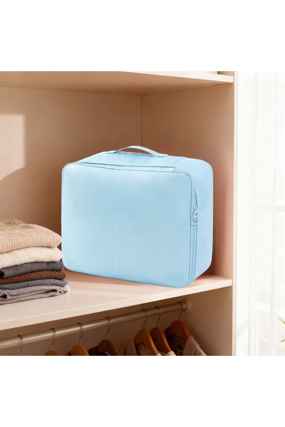 Travel Clothing Storage Organizer Bag | Portable Zipper Luggage Packing Cube | Polyester Underwear Divider | Pink, Blue | 34x27x12 cm | Wear-Resistant, Lightweight, Efficient Separation for Business