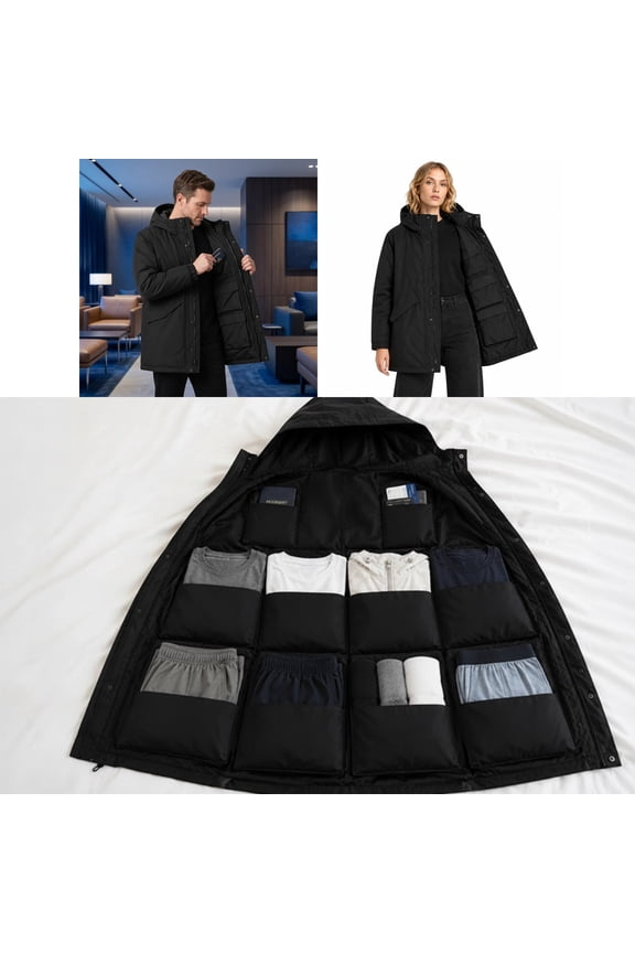 Travel Coat with Multiple Hidden Pockets, Windproof Smart Travel Jacket, Save Carry-On Costs for Business Trips and Leisure Travel