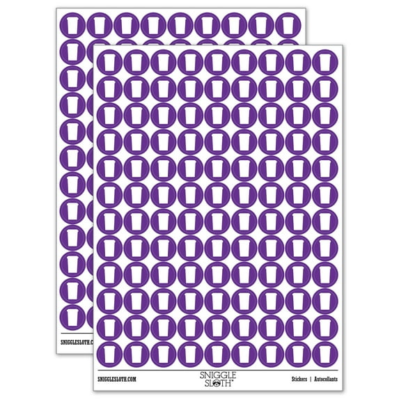 Travel Coffee Cup Mug Solid 200+ Round Stickers - Purple - Gloss Finish - 0.50" Size