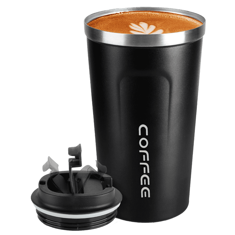 Stainless Steel Insulated Coffee Mug for Hot & Cold Drinks, 12 oz Silver - Coffee Cup with Lid and Handle - Coffee Travel Mug - 100% Leak-Proof