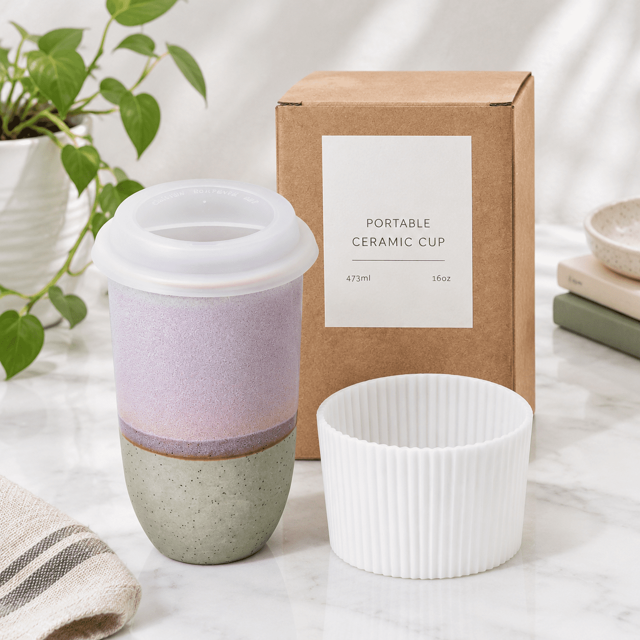 Travel Coffee Mug, Horizon Color, 16 Ounces, Reusable Ceramic Tumbler ...