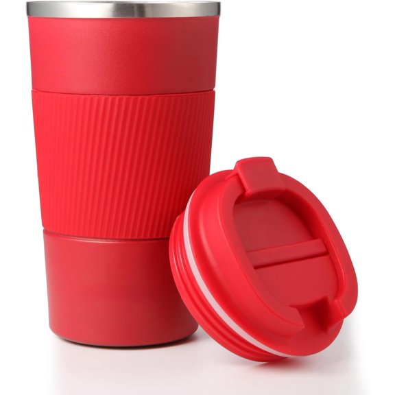Travel Coffee Mug Insulated To Go Coffee Mug Tumbler with Lid Portable Stainless Steel Leak Proof Coffee Cups for Women Hot Cold Drinks 17oz (Red)
