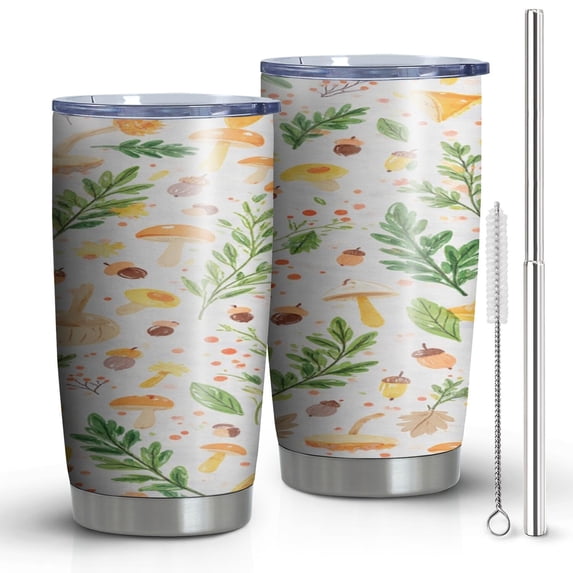 Travel Coffee Mugs with Lid and Straw, Mushroom Double Insulated 20 oz Coffee Tumbler for Water Wine Beer Thermal Cups Gift for Women Men Friends Wife
