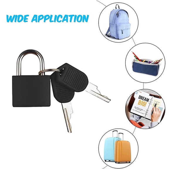 Product Category Travel — Secure Padlock with Key for Luggage Backpack School Bags Gym and Outdoor Gear 2PCS