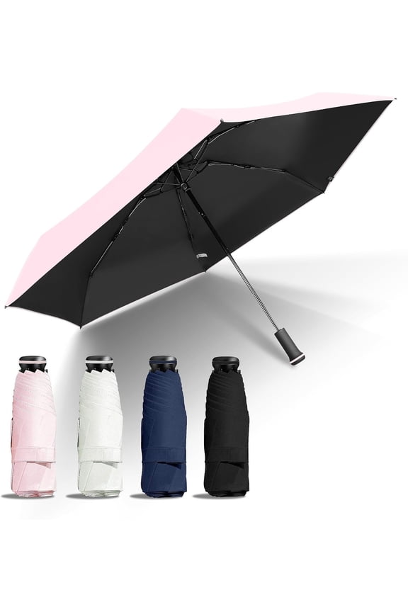 Travel Compact Umbrella, Portable Small Sun Protection Umbrella for Sun and Rain, ?Magical handle?UPF 50+ UV Block Parasol Umbrella 0.41lb Lightweight 6 Ribs Pocket Folding Umbrella for girls Women