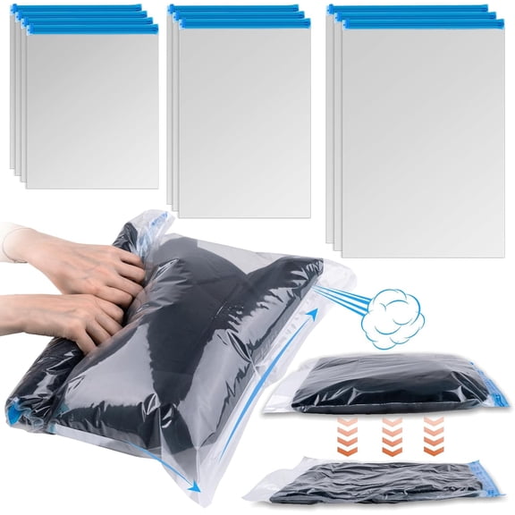 Travel Compression Bags Set, 10 PCS Space Saver Bags for Clothes (3 Sizes), No Vacuum Pump Needed, Roll-Up Air Removal for Luggage, Cruise, & Home Storage  Organize Essentials & Maximize Space