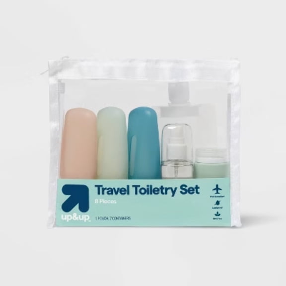 Travel Container Set - up&up: Silicone, Solid Pattern, 8-Pack, Zipper Closure