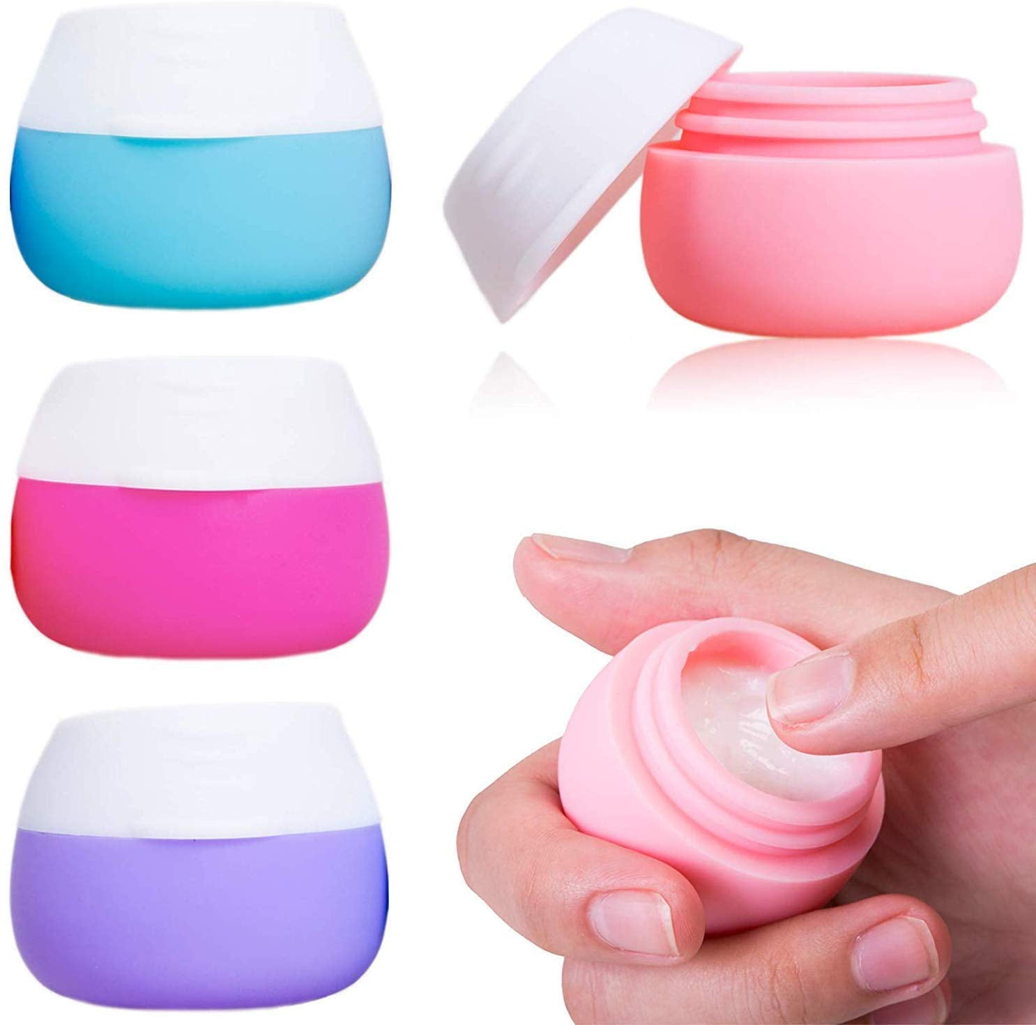 Travel Containers Sets, Silicone Cream Jars for toiletries, TSA ...