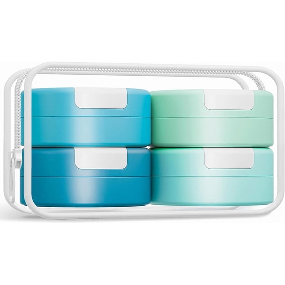 Travel Containers for Toiletries, 1 oz Magnetic Cream Jars Set of 4, TSA Approved Leak-proof Silicone Capsules with Clear Toiletry Bag and Labels for Organization