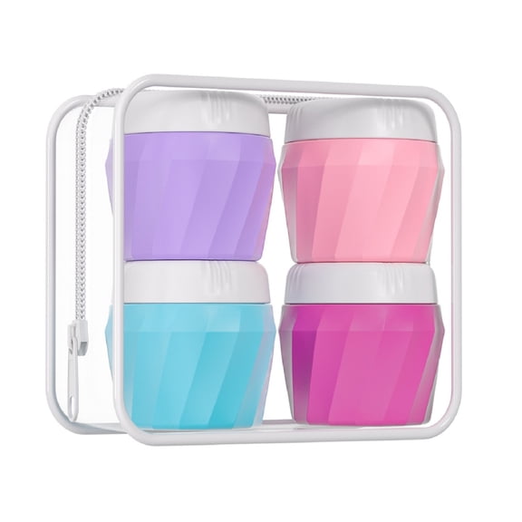 Travel Containers for Creams Silicone Travel Jars 1oz with Clear Bag 4pack