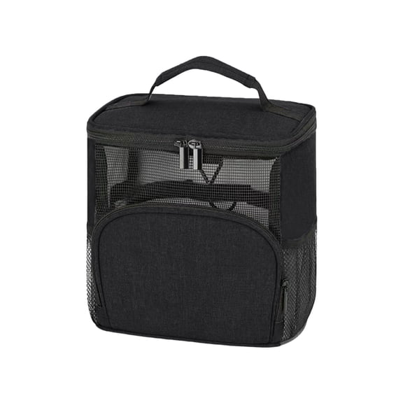 Travel Convenience Shower Caddy for Dorms with Large Capacity and Built-in Metal Hook Breathable Mesh Organizer for Travel Gym, 22.5cm×14.5×25cm, Black