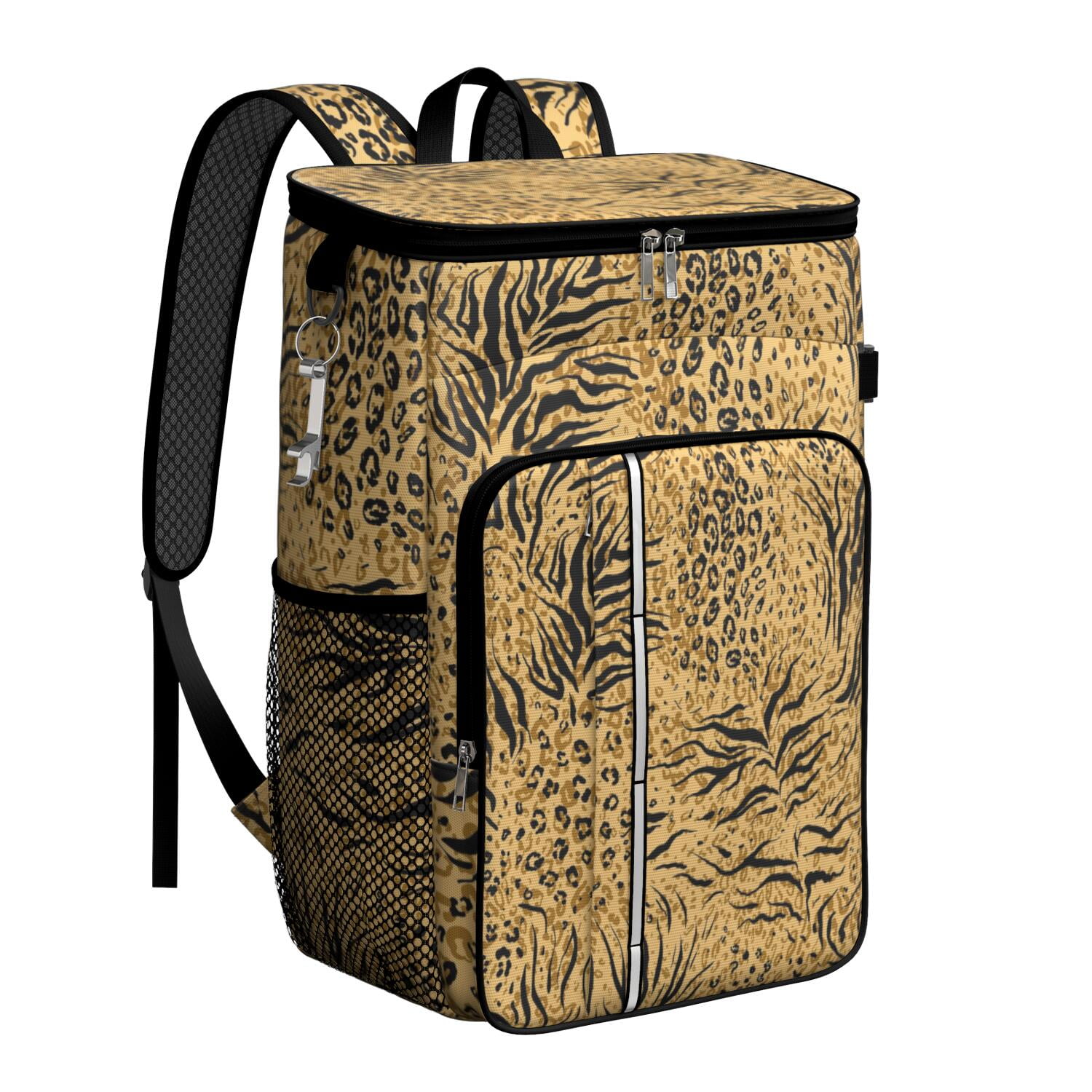 Travel Cooler Bag - Animal Print Pattern Camping Beer Cooler Backpack with Bottle Opener- Waterproof Insulated Picnic Backpacks - Cooler Bag for Beach