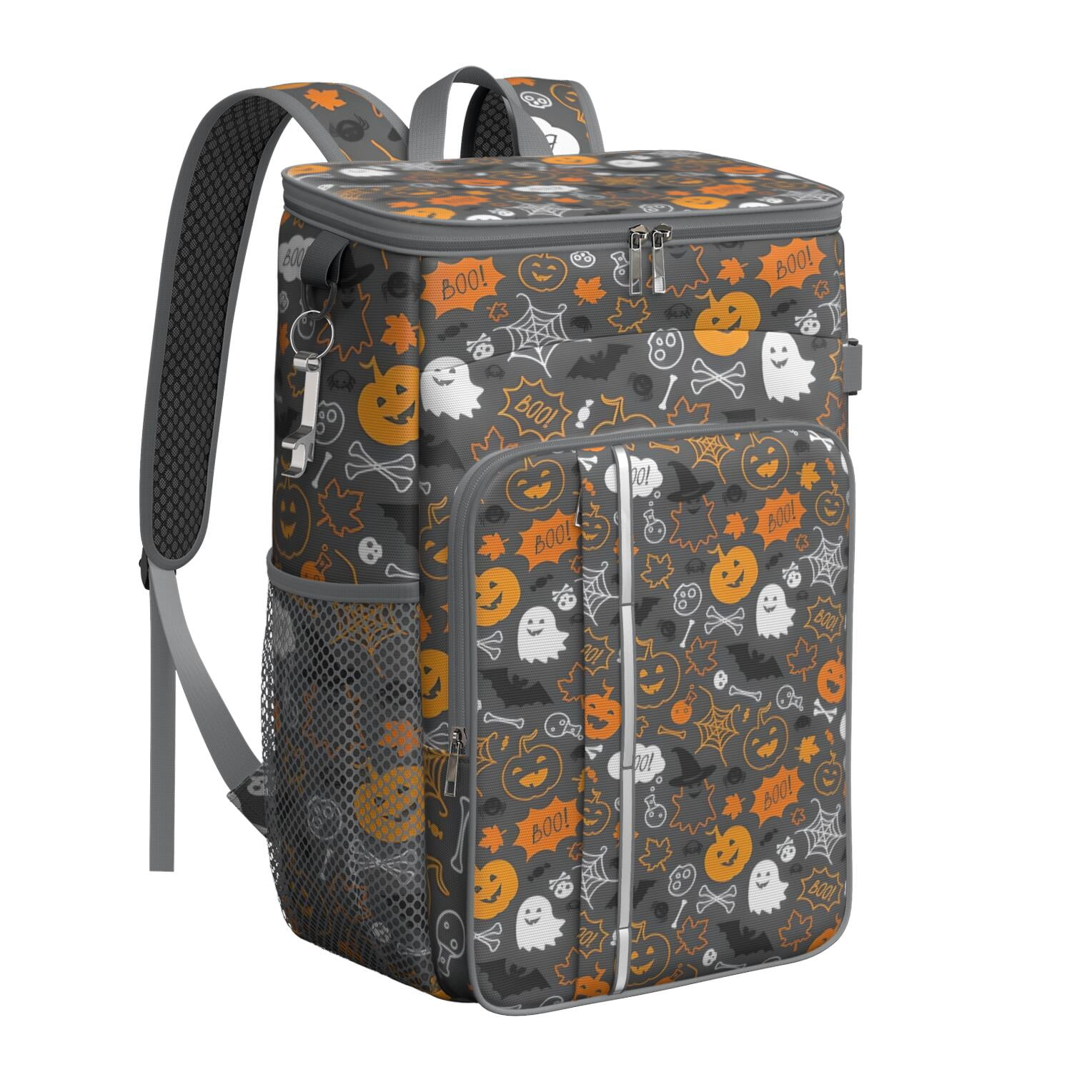 Travel Cooler Bag - Autumn Halloween Scene Pattern Camping Beer Cooler Backpack with Bottle Opener- Waterproof Insulated Picnic Backpacks - Cooler Bag for Beach