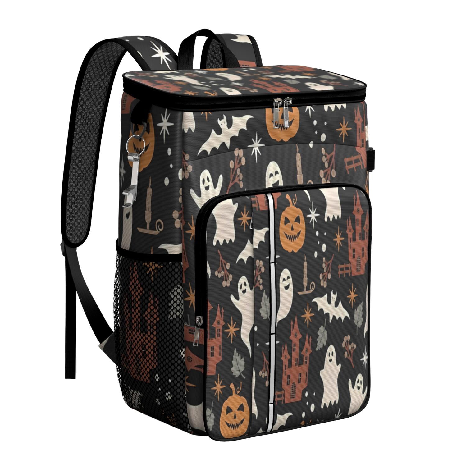 Travel Cooler Bag - Autumn Halloween Scene Pattern Camping Beer Cooler Backpack with Bottle Opener- Waterproof Insulated Picnic Backpacks - Cooler Bag for Beach