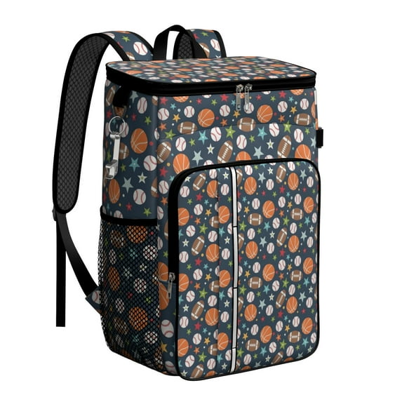 Travel Cooler Bag - Baseball Football Pattern Camping Beer Cooler Backpack with Bottle Opener- Waterproof Insulated Picnic Backpacks - Cooler Bag for Beach