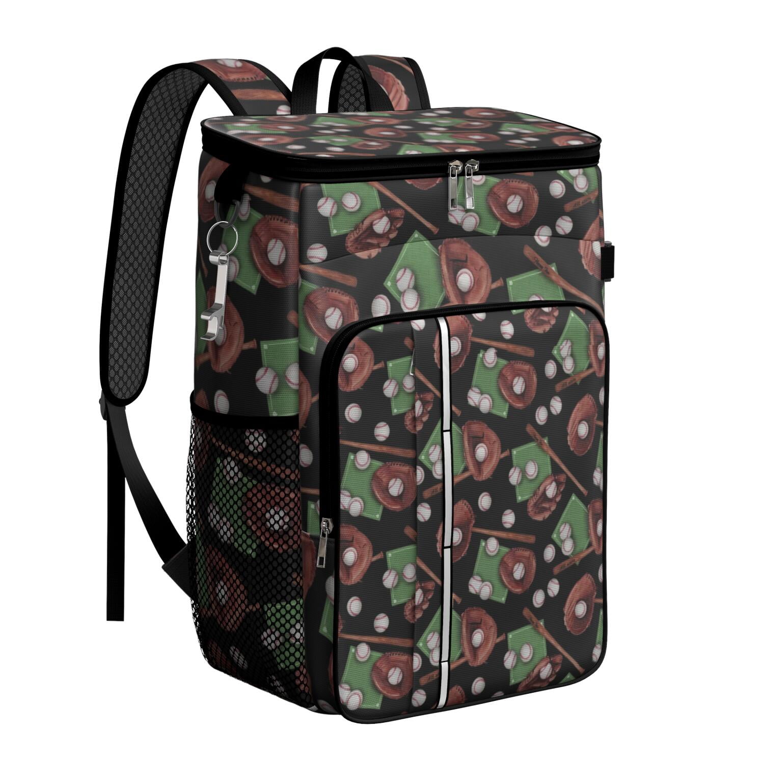 Travel Cooler Bag - Baseball Gear Pattern Camping Beer Cooler Backpack with Bottle Opener- Waterproof Insulated Picnic Backpacks - Cooler Bag for Beach