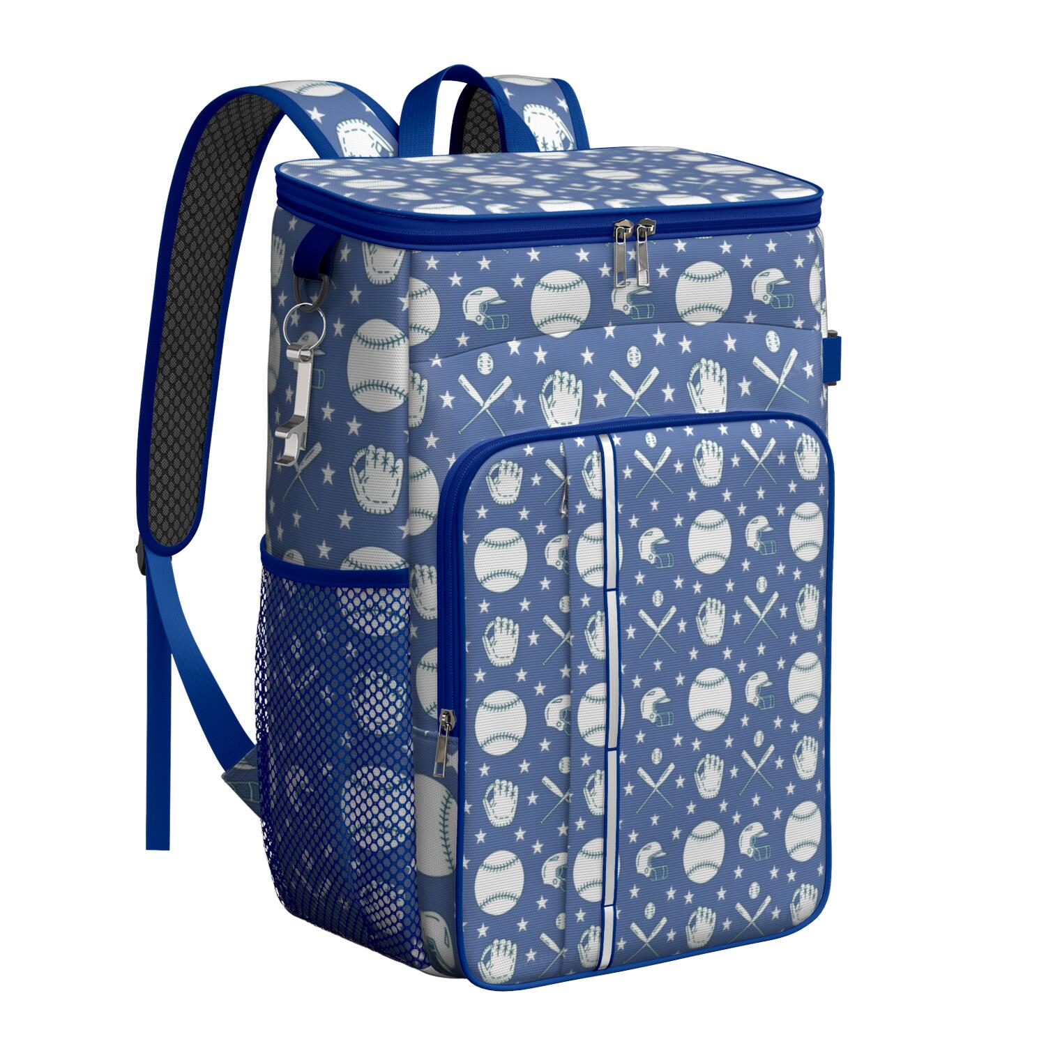 Travel Cooler Bag - Baseball Stars Pattern Camping Beer Cooler Backpack with Bottle Opener- Waterproof Insulated Picnic Backpacks - Cooler Bag for Beach