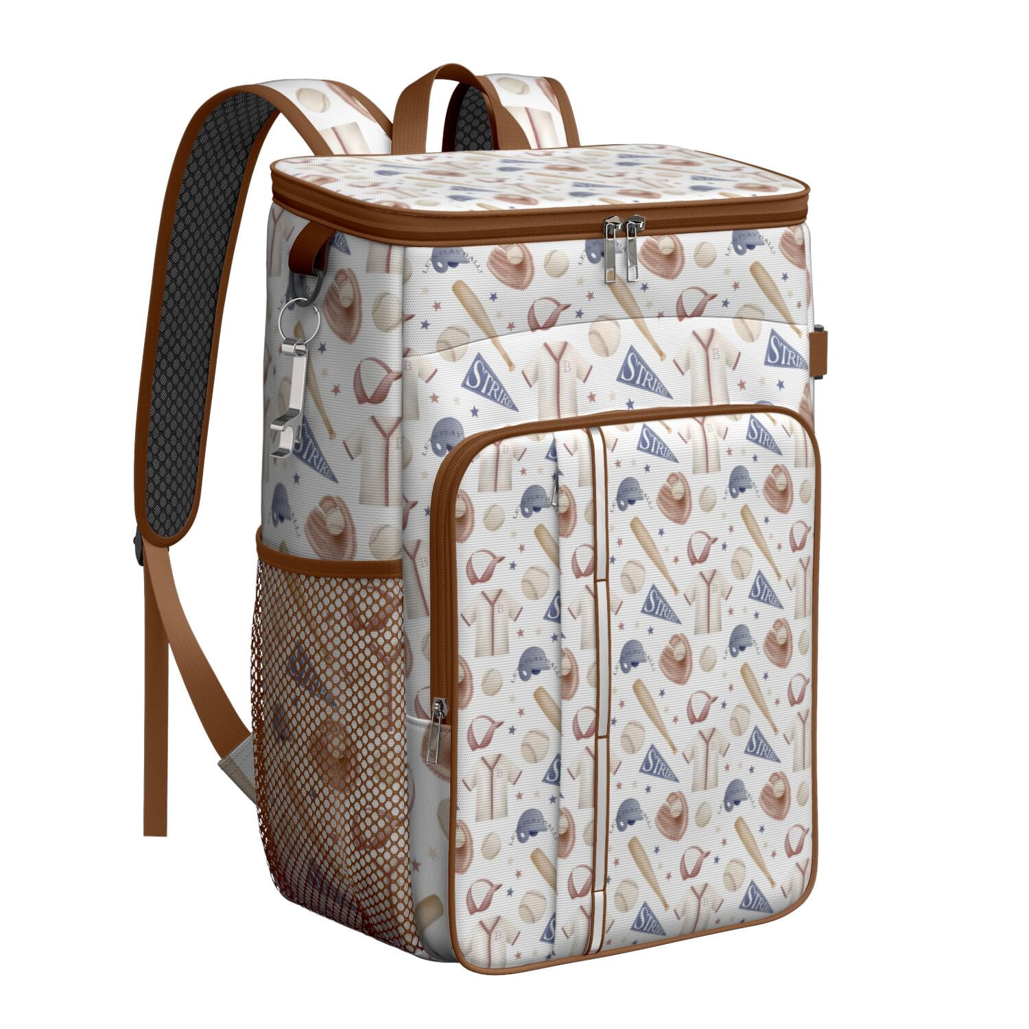 Travel Cooler Bag - Baseball Uniform Pattern Camping Beer Cooler Backpack with Bottle Opener- Waterproof Insulated Picnic Backpacks - Cooler Bag for Beach