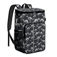 thumbnail image 1 of Travel Cooler Bag - Black Cartoon Dinosaurs Skeletons Pattern Camping Beer Cooler Backpack with Bottle Opener- Waterproof Insulated Picnic Backpacks - Cooler Bag for Beach, 1 of 6