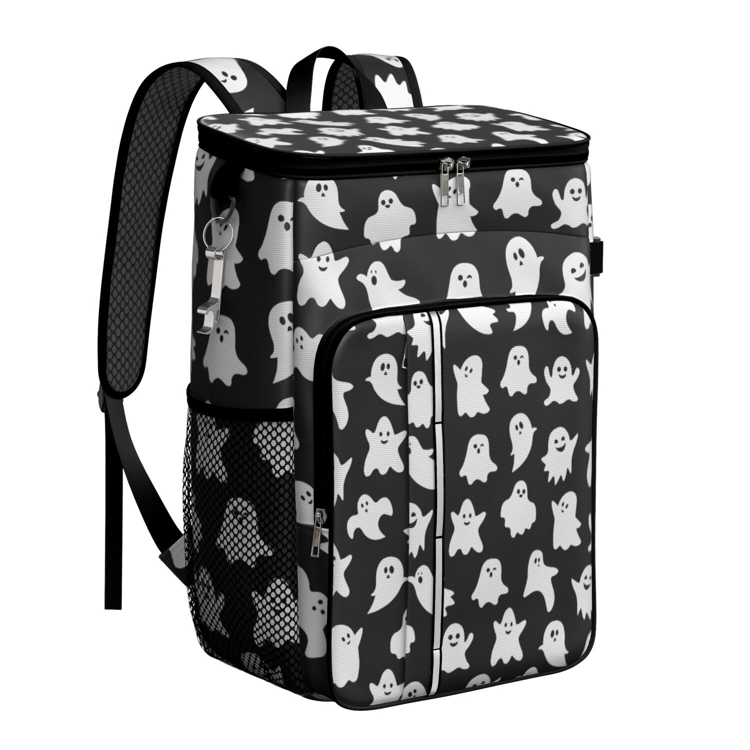 Travel Cooler Bag - Black Halloween Ghosts Camping Beer Cooler Backpack with Bottle Opener- Waterproof Insulated Picnic Backpacks - Cooler Bag for Beach