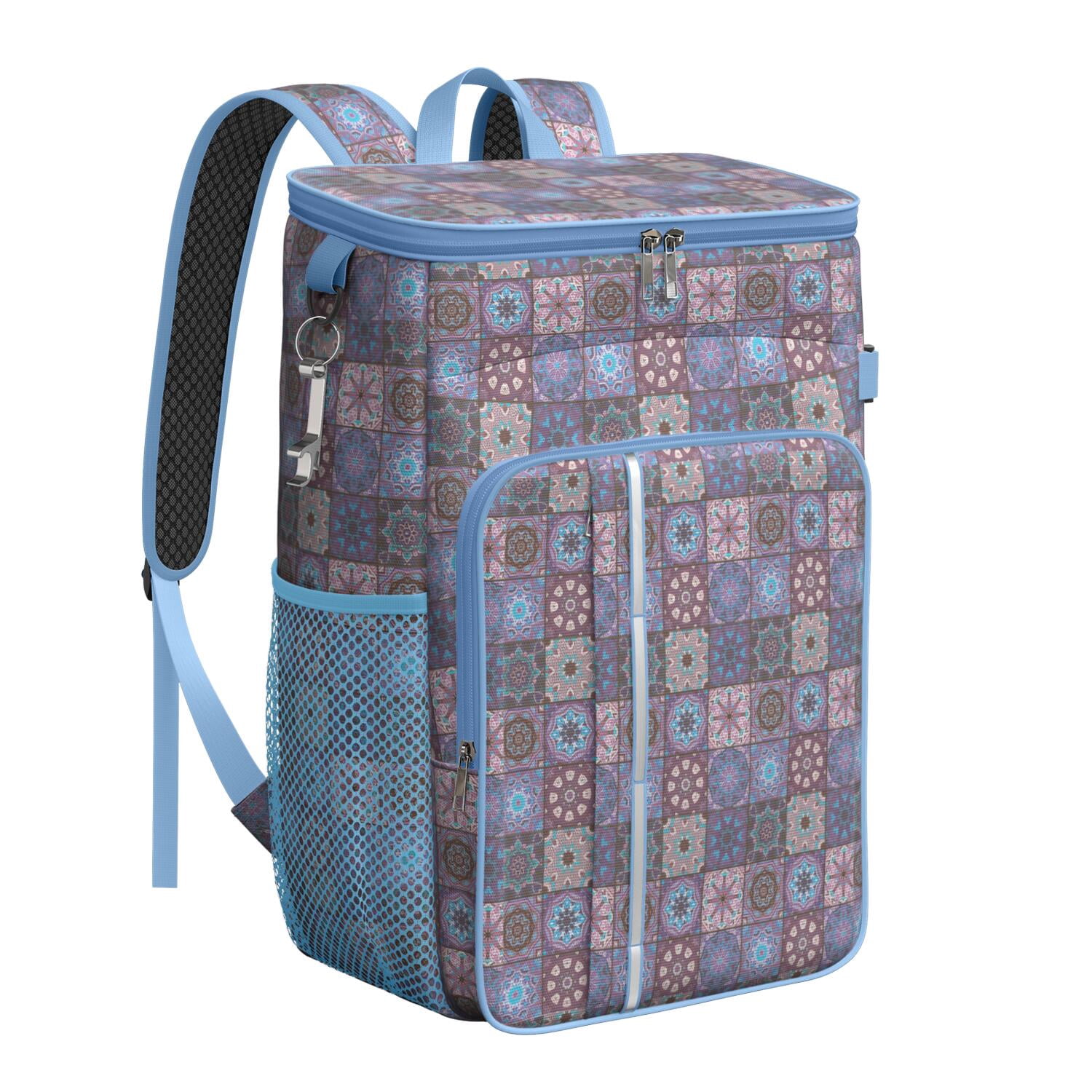 Travel Cooler Bag - Boho Bohemia Flower Camping Beer Cooler Backpack with Bottle Opener- Waterproof Insulated Picnic Backpacks - Cooler Bag for Beach