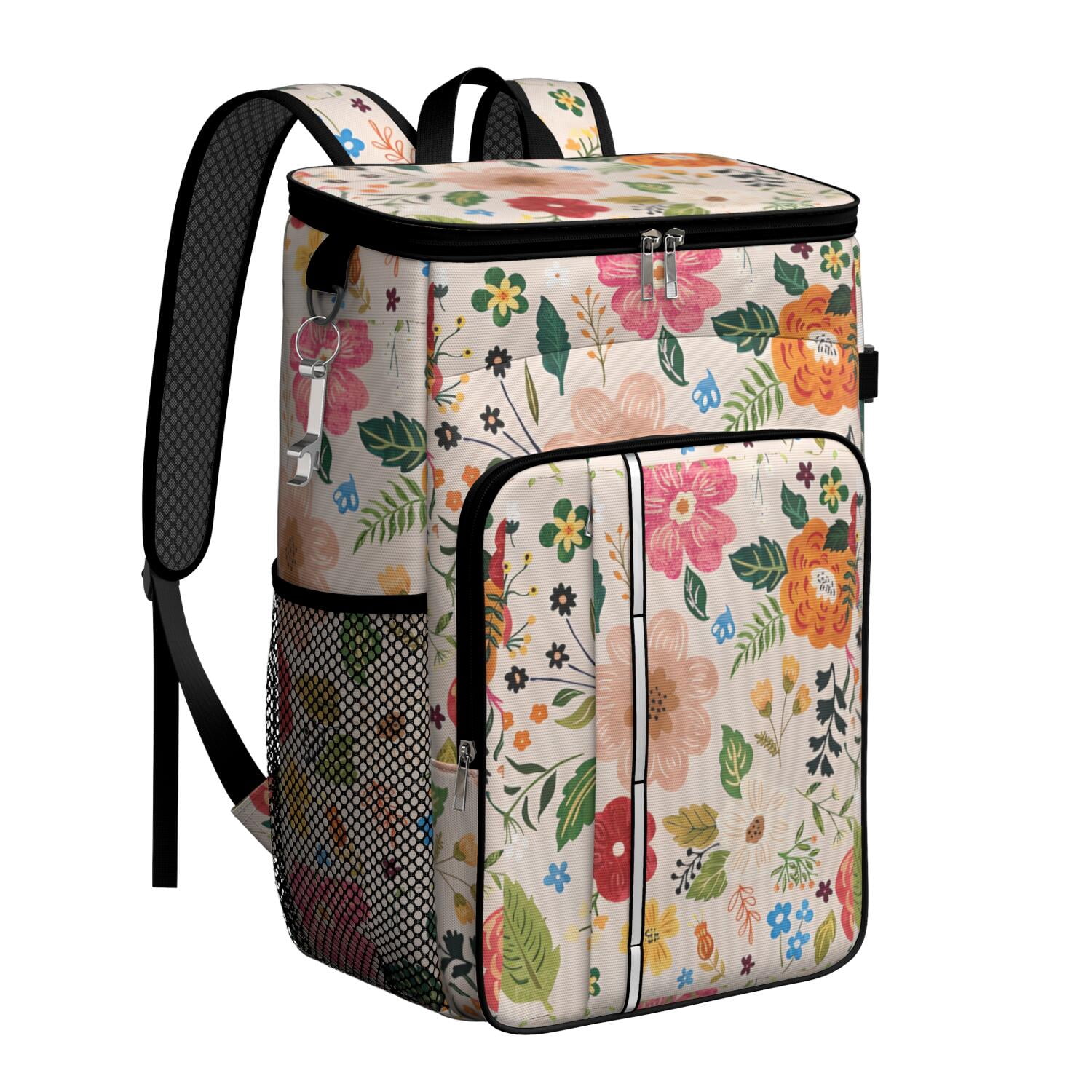 Travel Cooler Bag - Boho Bohemia Flower Camping Beer Cooler Backpack with Bottle Opener- Waterproof Insulated Picnic Backpacks - Cooler Bag for Beach