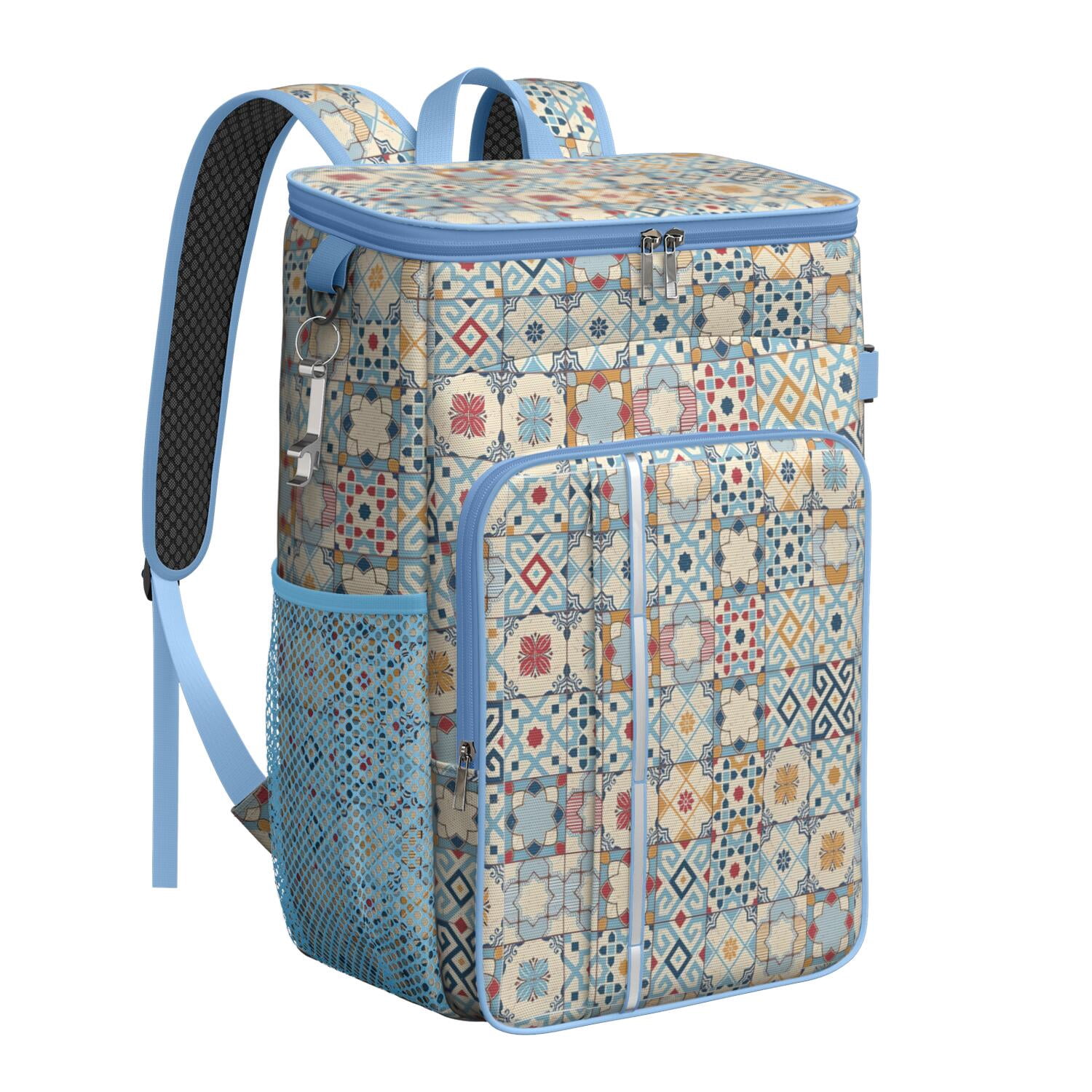 Travel Cooler Bag - Boho Bohemia Flower Camping Beer Cooler Backpack with Bottle Opener- Waterproof Insulated Picnic Backpacks - Cooler Bag for Beach