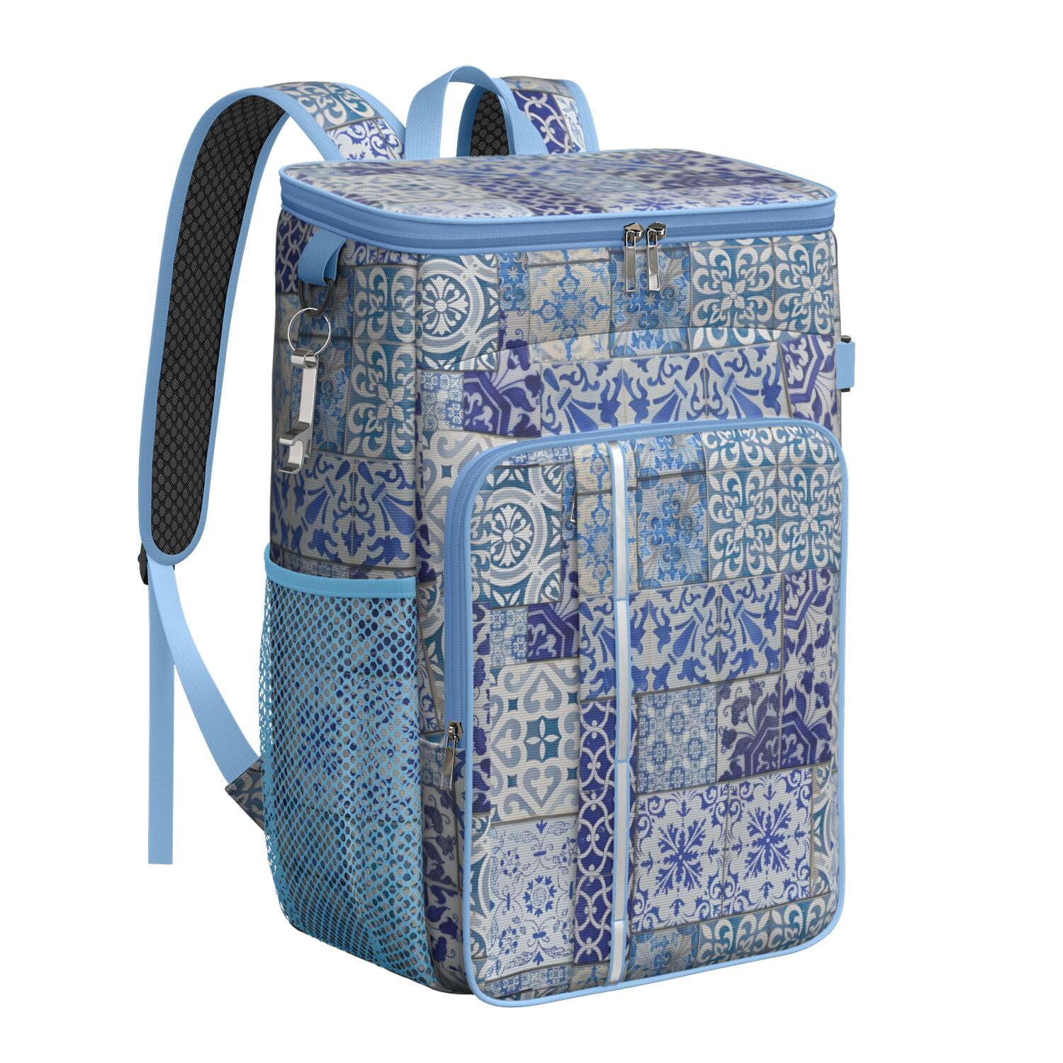 Travel Cooler Bag - Boho Bohemia Flower Camping Beer Cooler Backpack with Bottle Opener- Waterproof Insulated Picnic Backpacks - Cooler Bag for Beach