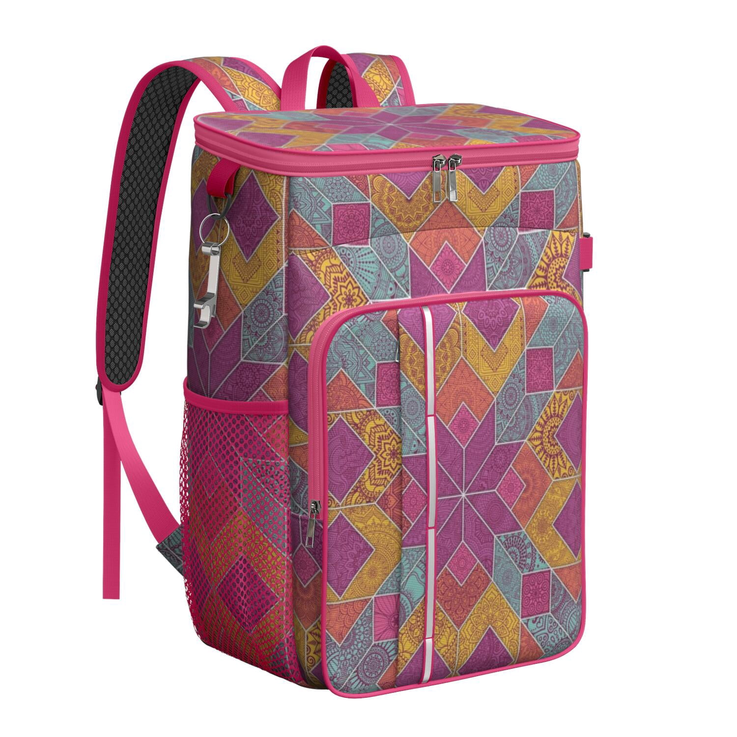 Travel Cooler Bag - Boho Bohemia Flower Camping Beer Cooler Backpack with Bottle Opener- Waterproof Insulated Picnic Backpacks - Cooler Bag for Beach