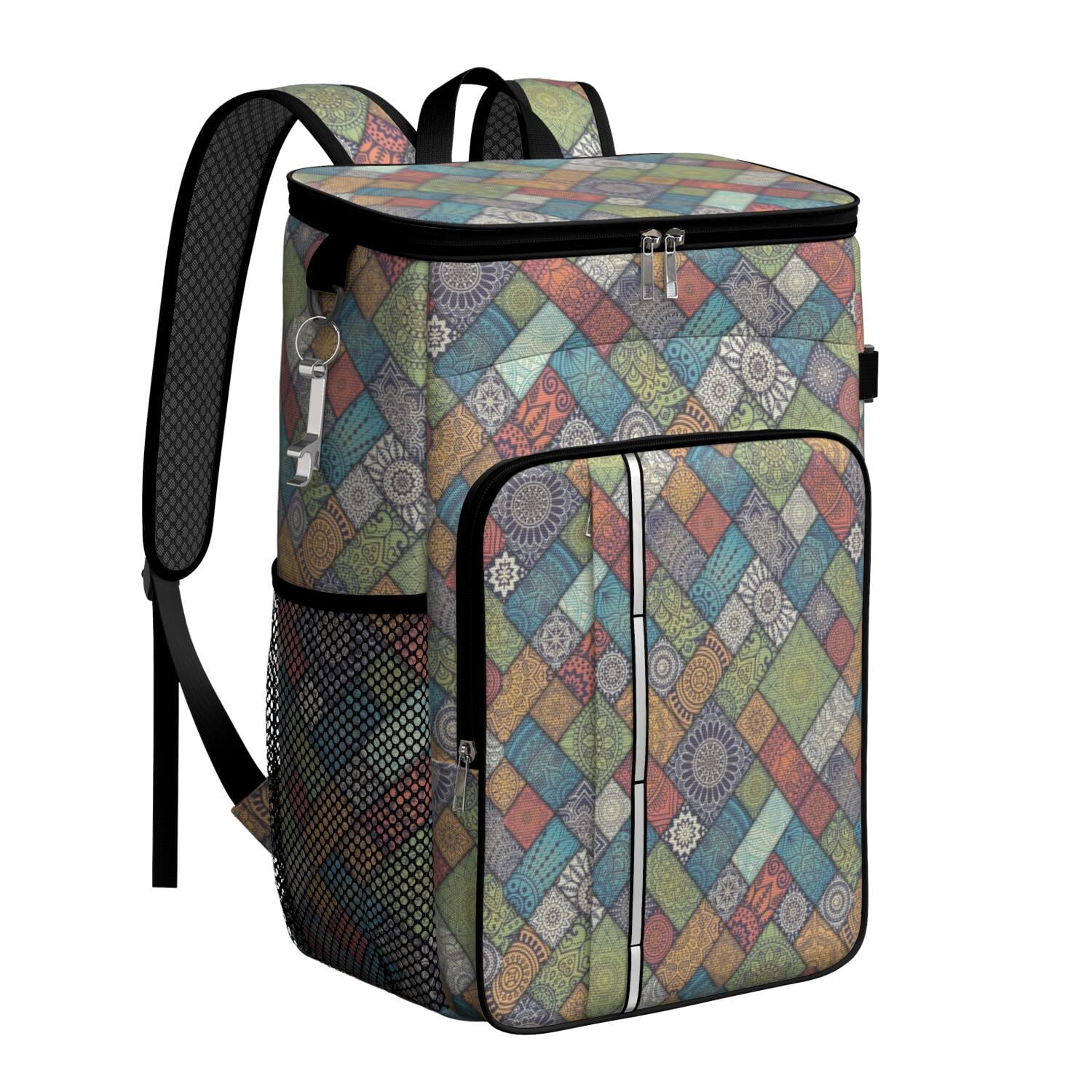 Travel Cooler Bag - Boho Bohemia Flower Camping Beer Cooler Backpack with Bottle Opener- Waterproof Insulated Picnic Backpacks - Cooler Bag for Beach