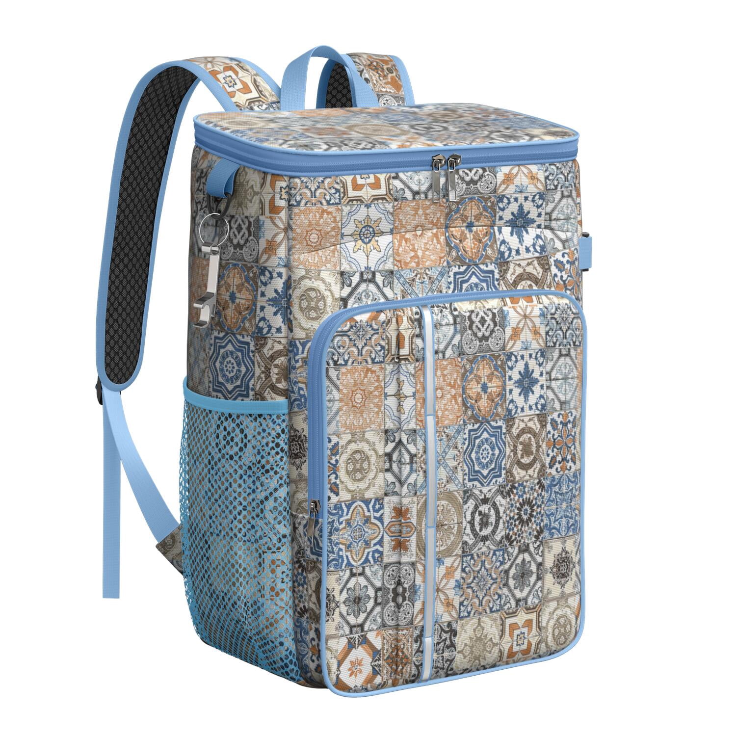 Travel Cooler Bag - Boho Bohemia Flower Camping Beer Cooler Backpack with Bottle Opener- Waterproof Insulated Picnic Backpacks - Cooler Bag for Beach