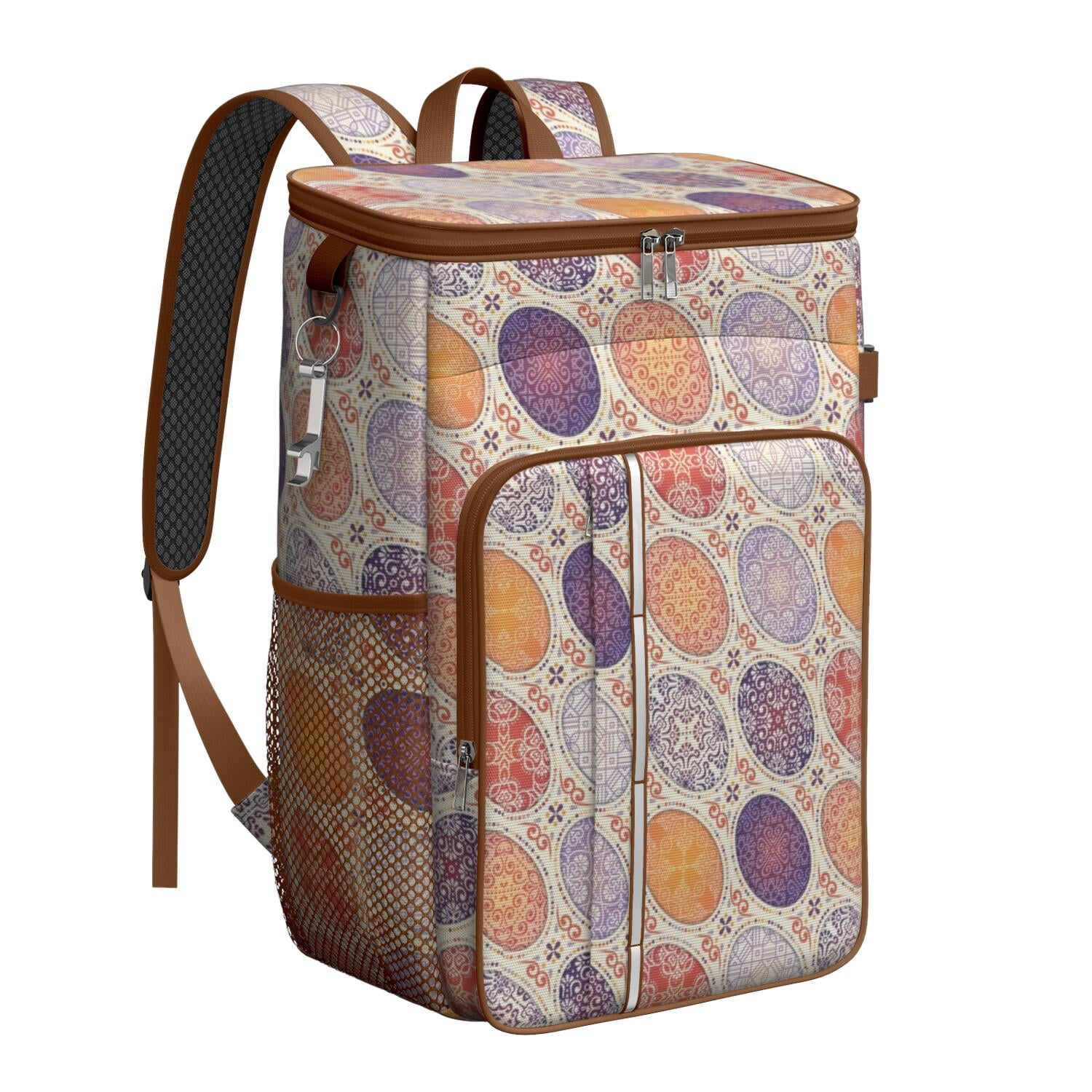 Travel Cooler Bag - Boho Bohemia Flower Camping Beer Cooler Backpack with Bottle Opener- Waterproof Insulated Picnic Backpacks - Cooler Bag for Beach
