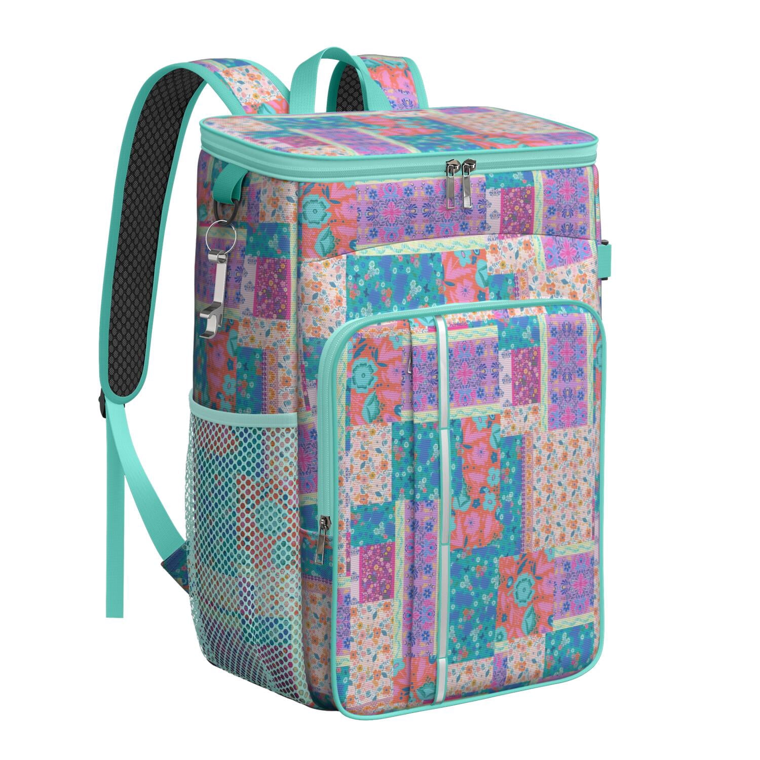 Travel Cooler Bag - Boho Bohemia Flower Camping Beer Cooler Backpack with Bottle Opener- Waterproof Insulated Picnic Backpacks - Cooler Bag for Beach