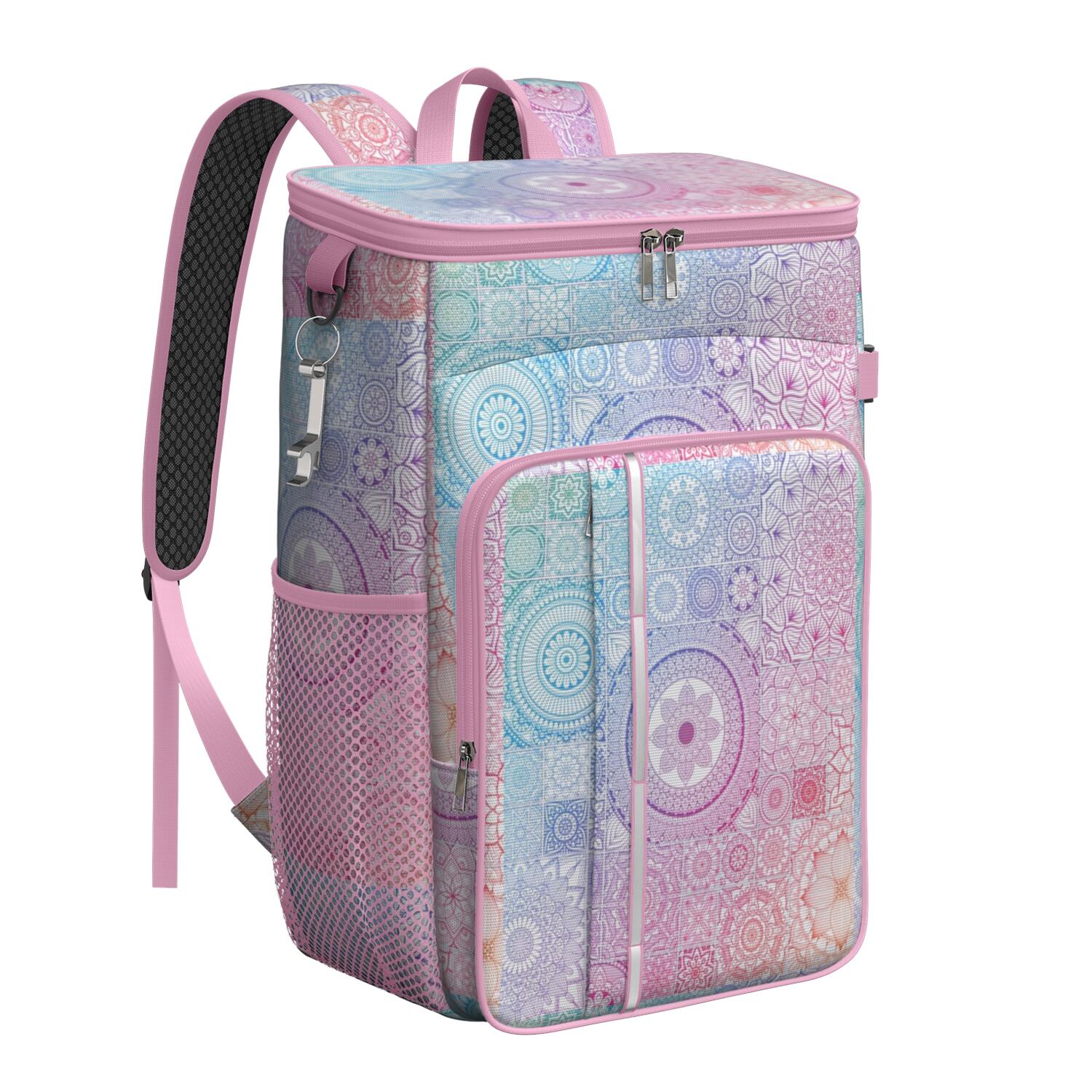 Travel Cooler Bag - Boho Bohemia Flower Camping Beer Cooler Backpack with Bottle Opener- Waterproof Insulated Picnic Backpacks - Cooler Bag for Beach