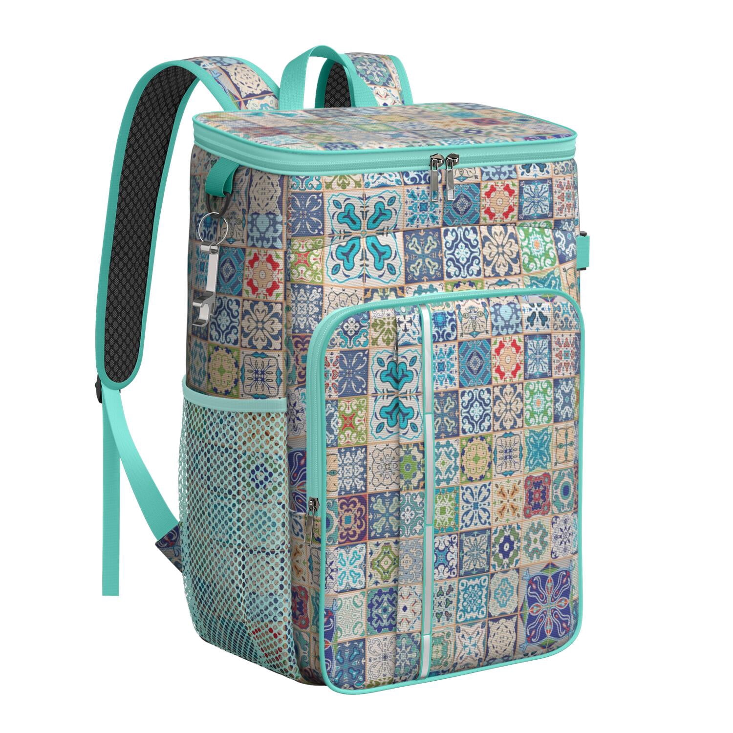 Travel Cooler Bag - Boho Bohemia Flower Camping Beer Cooler Backpack with Bottle Opener- Waterproof Insulated Picnic Backpacks - Cooler Bag for Beach