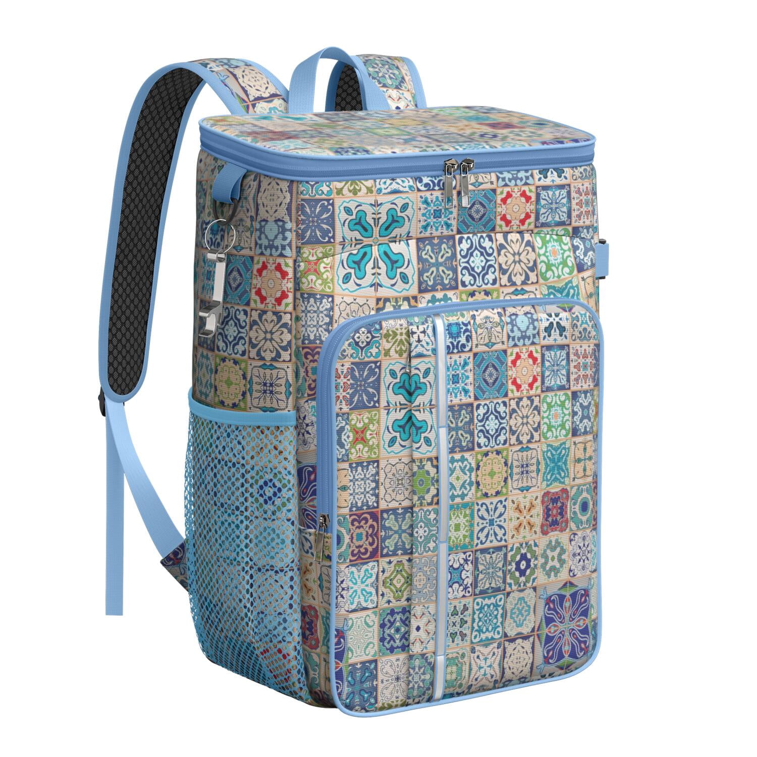 Travel Cooler Bag - Boho Bohemia Flower Camping Beer Cooler Backpack with Bottle Opener- Waterproof Insulated Picnic Backpacks - Cooler Bag for Beach