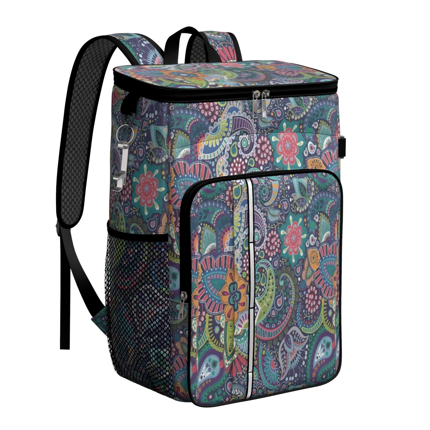 Travel Cooler Bag - Boho Bohemia Flower Camping Beer Cooler Backpack with Bottle Opener- Waterproof Insulated Picnic Backpacks - Cooler Bag for Beach