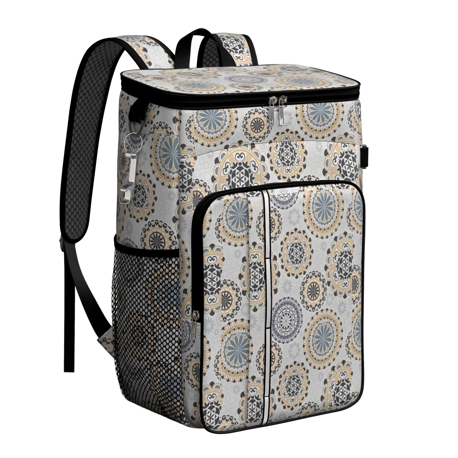 Travel Cooler Bag - Boho Bohemia Flower Camping Beer Cooler Backpack with Bottle Opener- Waterproof Insulated Picnic Backpacks - Cooler Bag for Beach