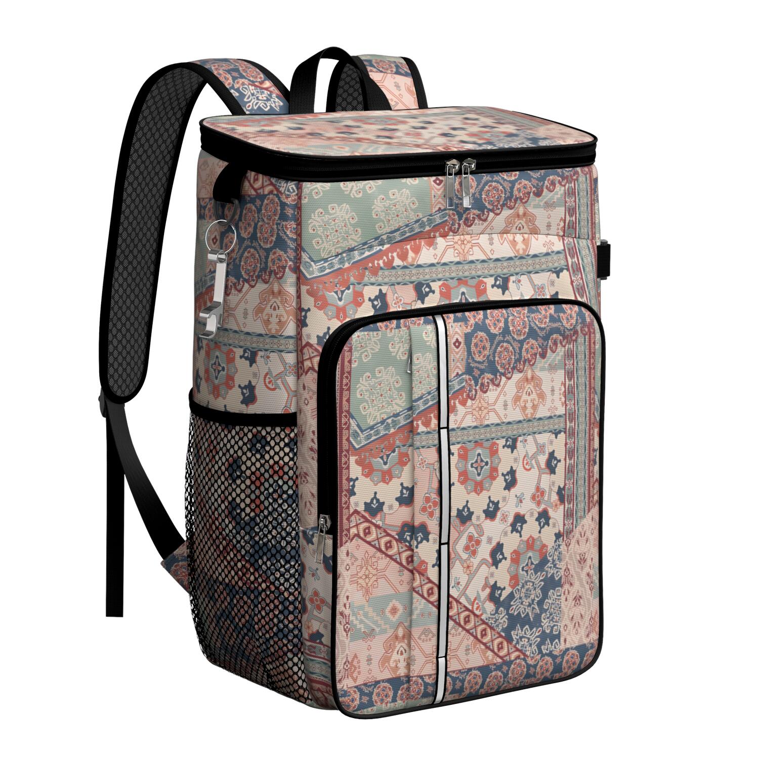 Travel Cooler Bag - Boho Bohemia Flower Camping Beer Cooler Backpack with Bottle Opener- Waterproof Insulated Picnic Backpacks - Cooler Bag for Beach