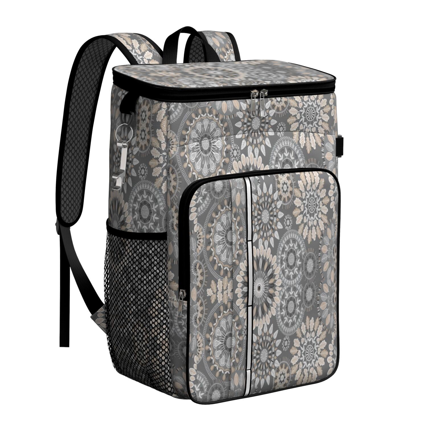 Travel Cooler Bag - Boho Bohemia Flower Camping Beer Cooler Backpack with Bottle Opener- Waterproof Insulated Picnic Backpacks - Cooler Bag for Beach